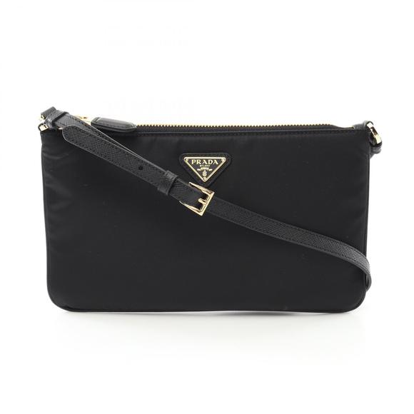 Prada TESSUTO SAFFIANO Shoulder Bag Nylon Saffiano Leather Black - Picture 1 of 4